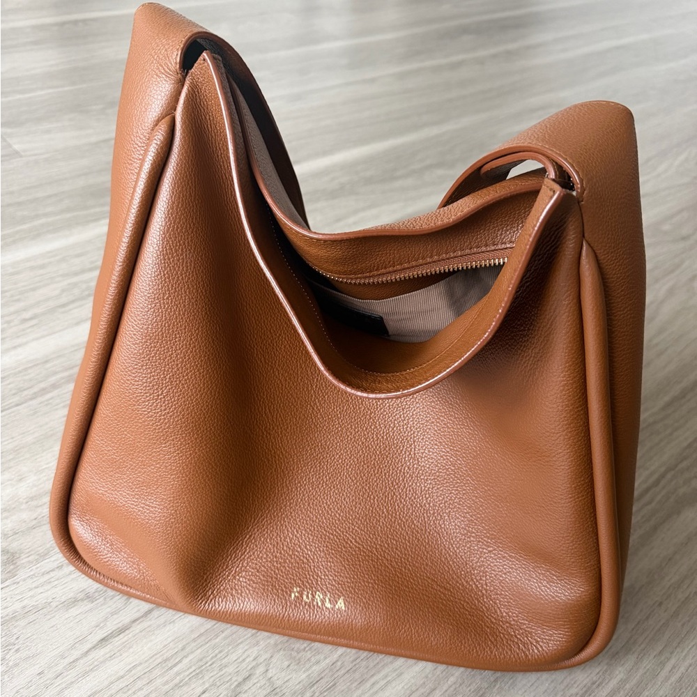 Furla Tan Leather Hobo Bag
